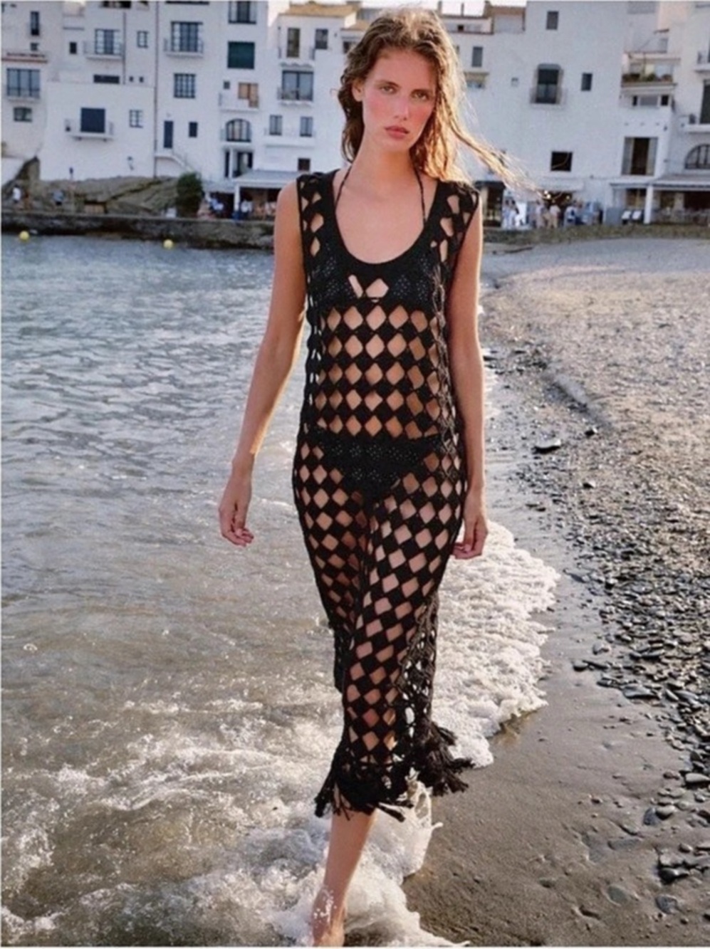 ZARA FRINGED CROCHET
KNIT DRESS